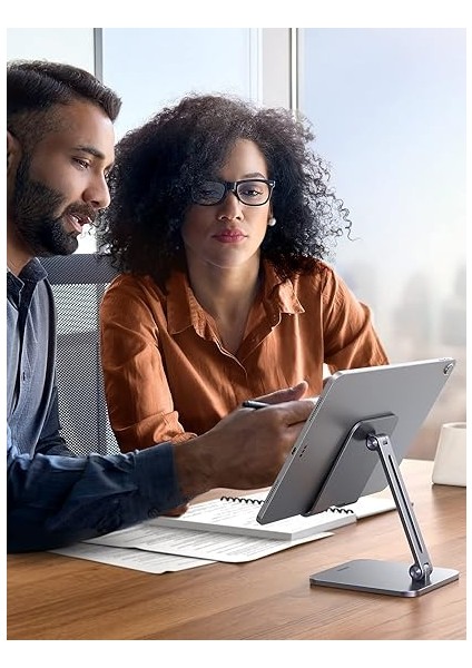 Tablet Standı Alüminyum Ayarlanabilir Tablet Tutacağı iPad ile Uyumlu Galaxy Tab (Antrasit) modelleri
