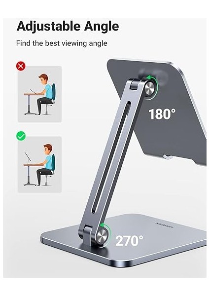 Tablet Standı Alüminyum Ayarlanabilir Tablet Tutacağı iPad ile Uyumlu Galaxy Tab (Antrasit) indirimleri