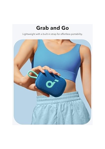 By Anker, Select 4 Go, 20 Saat Ultra Oynatma Süresi, 5W Güçlü Ses, IP67 Tam Koruma ve Yüzerlik, Hafiflik ve Kayış Tasarım, Her Yere Taşıması Kolay, Kablosuz Stereo Eşleştirme (Tws), Mavi indirimleri