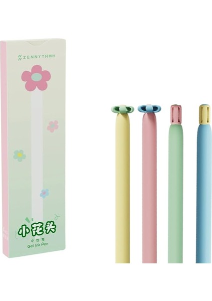 Mavi Mürekkepli Daisy (Papatya) Jel Kalem 4'lü