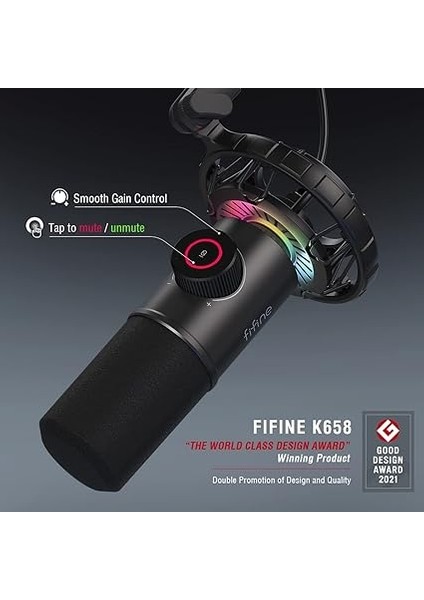 USB Oyun Mikrofonu, Pc Için Rgb Dinamik Mikrofonlar, Sessiz Düğmeli, Tak ve Çalıştır Kardioid Mikrofon, 16BIT/48KHZ ve 3,5 mm Kulaklık Jakı, Podcast, Akış Için - K658 modelleri