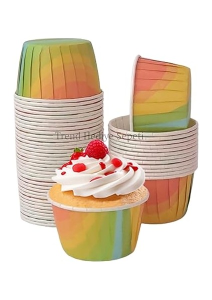 Hediye Sepeti 50'li Gökkuşağı Muffin Kek Kalıbı, Kek Kapsülü Cupcake Kalıbı, Airfryer Uyumlu fiyatları