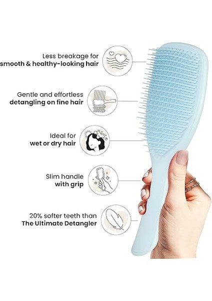 Teezer Ince ve Kırılgan Ultimate Detangler Fırça, Kırılmayı Azaltmak ve Kırılmayı Azaltmak Için Kuru ve Islak Saç Fırçası, Büyük, Deniz Köpüğü Mavisi fırsatları