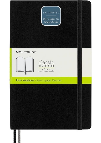 Yumuşak Kapak Expanded Defter Siyah (Çizgisiz - 13X21)