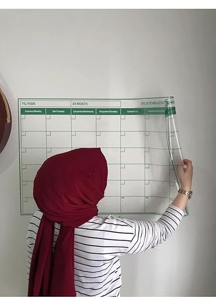 Kağıt Aylık Planlayıcı Takvim Akıllı Tahta Yazı Tahtası + Kalem Duvara Cama Tahtaya Uygulanır modelleri