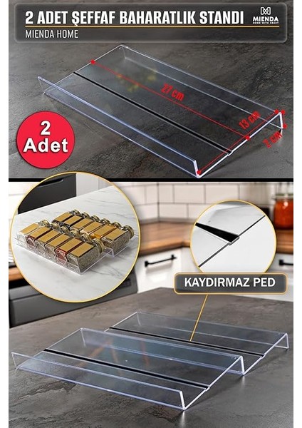 Home 2 Adet Kaydırmaz Pedli Şeffaf Stand Baharatlık Standı Çekmece Içi Düzenleyici Mhydkplx2 fiyatları