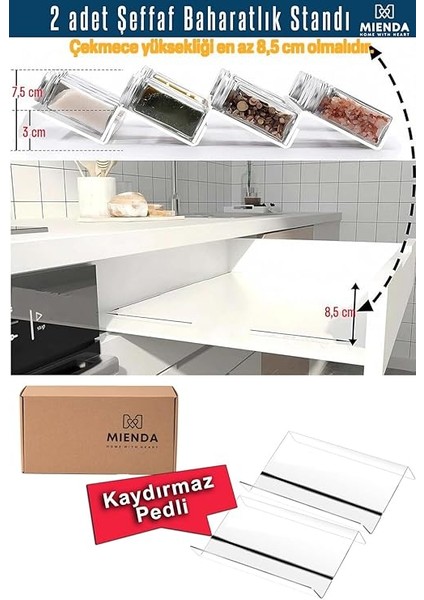 Home 2 Adet Kaydırmaz Pedli Şeffaf Stand Baharatlık Standı Çekmece Içi Düzenleyici Mhydkplx2 fırsatları
