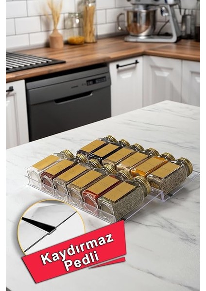 Home 2 Adet Kaydırmaz Pedli Şeffaf Stand Baharatlık Standı Çekmece Içi Düzenleyici Mhydkplx2 indirimleri