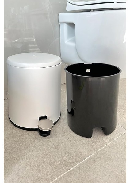 Cigo Pedallı Çöp Kovası 6lt Mat Beyaz Iç Kısım Siyah modelleri