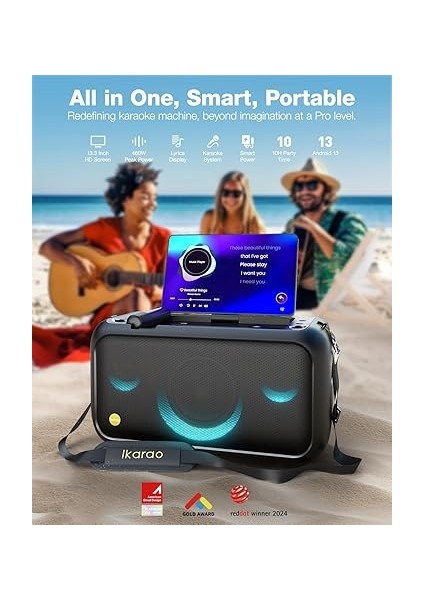 2024 Yetişkinler Için Karaoke Makinesi - Şarkı Sözü Ekranlı, Dahili 13.3 Inç Karaoke Ekranı, Hepsi Bir Arada Taşınabilir Karaoke Makinesi, 2 Gizli Kendinden Şarjlı Kablosuz Mikrofon, Gecikme fiyatları