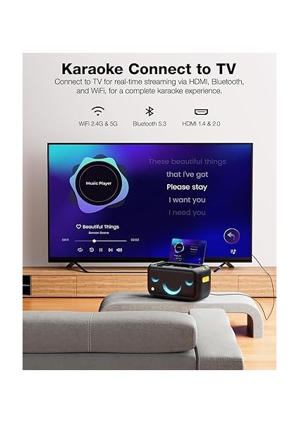 2024 Yetişkinler Için Karaoke Makinesi - Şarkı Sözü Ekranlı, Dahili 13.3 Inç Karaoke Ekranı, Hepsi Bir Arada Taşınabilir Karaoke Makinesi, 2 Gizli Kendinden Şarjlı Kablosuz Mikrofon, Gecikme indirimleri