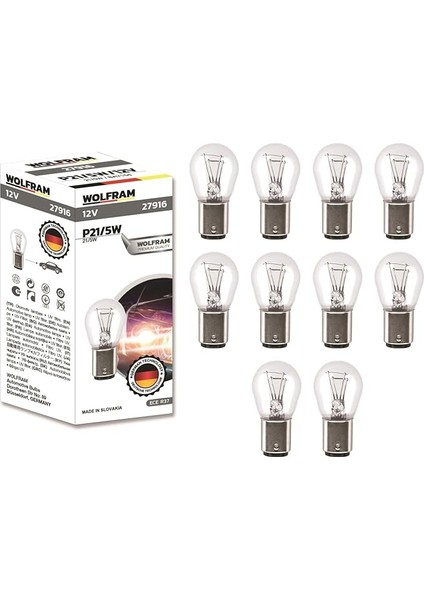 Ampul 12V 21W 1016 Çift Duy Şaşı P21/5W BAY15D 10 Adet