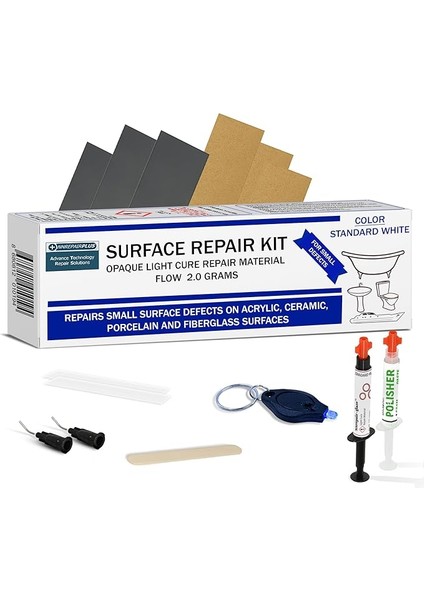 Onarım Kiti - Akrilik ve Seramik Kendin Yap Kiti Beyaz - 4,0 G (Ekstra Şırınga Dahildir) Tezgah Üstü Onarım Kiti Çoğu Onarıma Uygundur I Kırık Cipsleri Dakikalar Içinde Sabitler