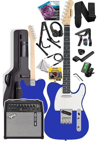 TLX-50BL-50AMP Tele Kasa Maple Klavye 2 Single-Coil 50W Amfili Elektro Gitar fiyatları