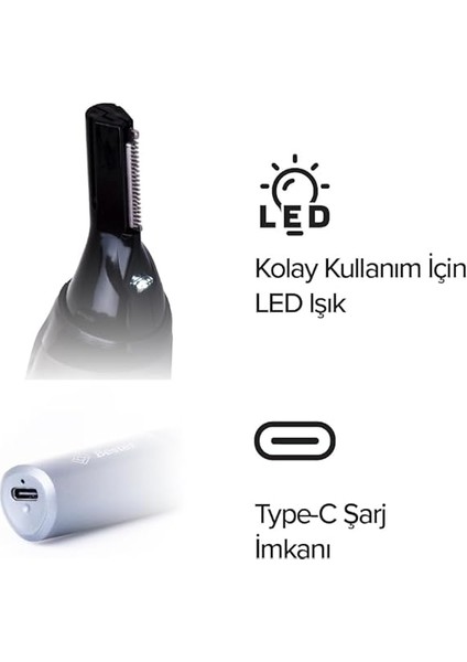 NE8003 Işıklı Şarj Edilebilir Kulak Burun Tüy Kesme Makinesi fırsatları