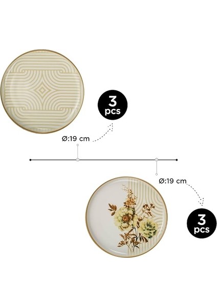 Porselen Moderna 6 Kişilik 19 cm Pasta Takımı Nostalji fiyatları