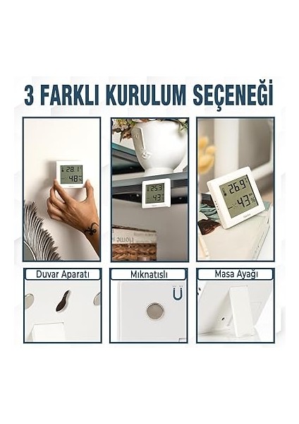 Dijital Oda Termometresi ve Nem Ölçer – LCD Ekranlı, Kompakt Higrometre, Iç Mekan Sıcaklık ve Nem Takibi, Mıknatıslı & Ayaklı & Duvar Tipi Kullanım – Mutfak, Bebek Odası, Ofis, Sera Için Uygun fiyatları