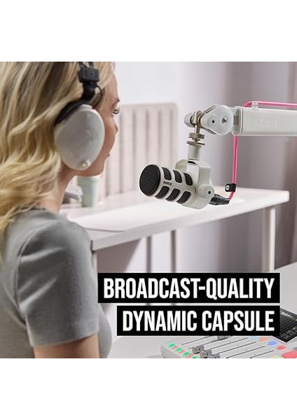 Podcasting, Akış ve Içerik Oluşturma Için Xlr ve USB Bağlantılı Podmic USB Dinamik Yayın Mikrofonu (Beyaz) modelleri