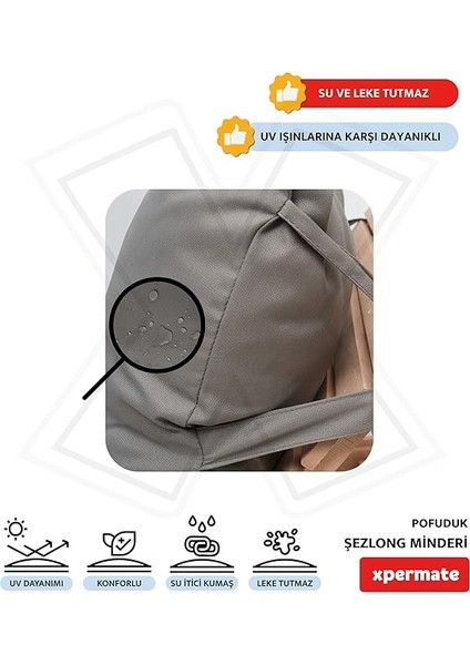 Pofuduk Şezlong Minderi 60X180X12CM Su Itici,katlanır,uv Güneş Dayanımı, Fermuar (Antrasit) indirimleri