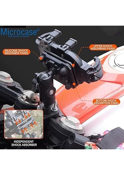 360 Derece Dönen Titreşim Önleyici Metal Motosiklet Bisiklet Scooter Telefon Tutucu - AL5073 modelleri