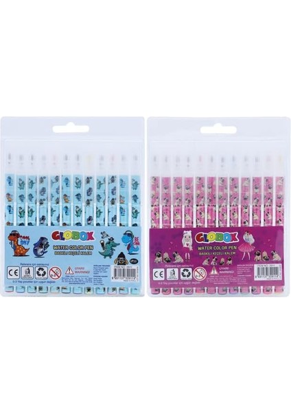 Baskılı Keçeli Kalem 12 Renk