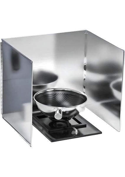 Pas Tutmaz Metal 3 Kanatlı Yağ Sıçrama Koruması, 90 x 30 Cm, Yapışmaz, Katlanabilir, Mutfak Arka Duvarını Temiz Tutar, Yer Tasarruflu, Katlanabilir Yağ Sıçratmaz Koruma, Mutfak Küçük Tüp Için