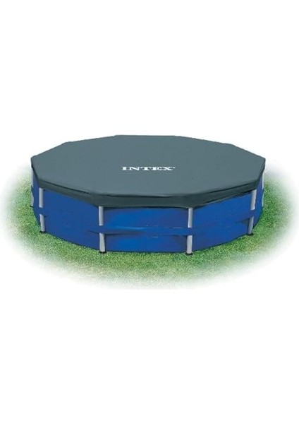 Yuvarlak Metal Çerçeve Havuz Örtüsü, Mavi, 4,6 M