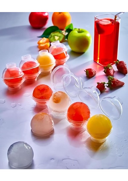 Kalıbı Kabı Top Şeklinde Buz Yapma Dondurucu Kalıbı Buzluk Küre 4'lü Şekil Kolay Kullanım