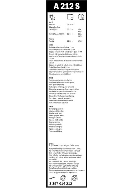 Aerotwin Silecek Seti Mercedes S Serisi W222 (2014-2021) [650/550 Mm] A212S 3397014212 modelleri