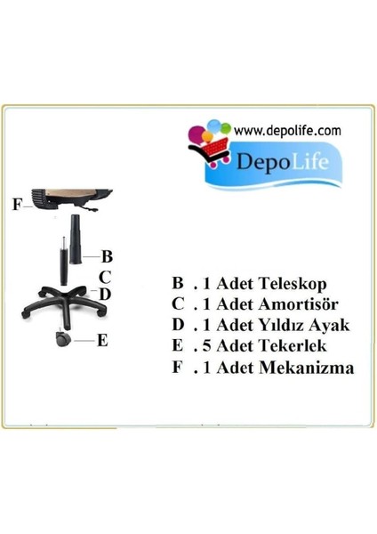 Ofis Koltuğu Yedek Parça Seti Yıldız Ayak Amortisör Tekerlek Teleskop Şase Mekanizma Takımı indirimleri