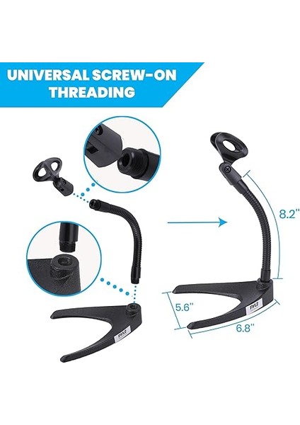 Masaüstü Mikrofon Standı - Evrensel Masa Üstü Mikrofon Tutucu, Esnek 8,2 Inç Gooseneck Montajlı ve Sağlam U Şekilli Taban - Masa Masası Veya Tezgah Için Mükemmel - Pmks8, Siyah fiyatları