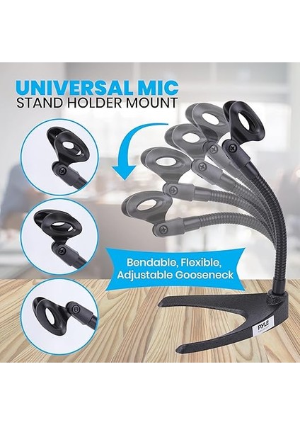 Masaüstü Mikrofon Standı - Evrensel Masa Üstü Mikrofon Tutucu, Esnek 8,2 Inç Gooseneck Montajlı ve Sağlam U Şekilli Taban - Masa Masası Veya Tezgah Için Mükemmel - Pmks8, Siyah modelleri