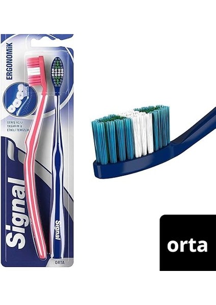 Ergonomik ve Etkin Temizlik 2'li Orta Diş Fırçası fiyatları