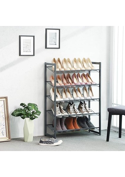 5 Katlı Ayakkabı Rafı, Genişleyen Metal Ayakkabı Rafı Ayarlanabilir Ayakkabı Rafı 15-20 Çift Ayakkabı, Kısa Bot, Topuklular Için Uygun, 74X104X307CM Koyu Gri LMR005GB fiyatları