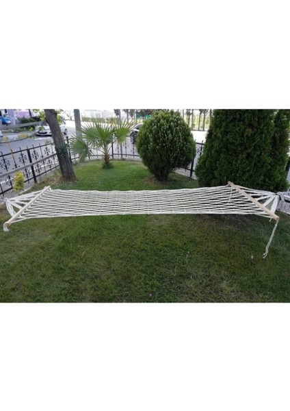 Hamak Beyaz Tek Kişilik Çift Örgülü Pamuk Hamak