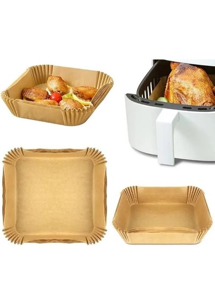 Airfryer Pişirme Kağıdı, Fritöz Yağlı Kağıdı, Yanmaz Kağıt 50 Adet (Kare) modelleri