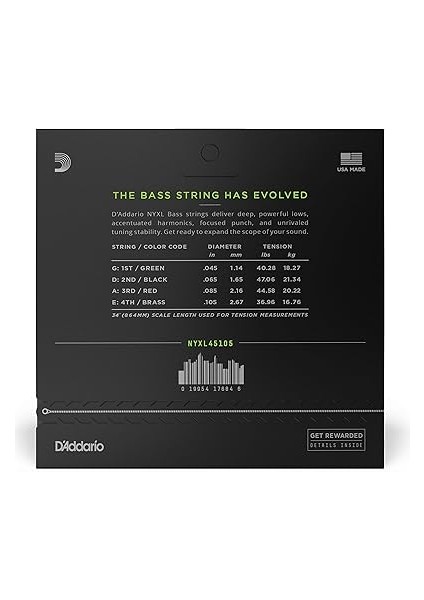 NYXL45105 Bas Gitar Tel Seti, Nyxl Serisi, Long Scale, 4 Tel fırsatları