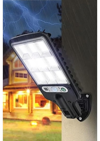 Güneş Enerjili LED Bahçe Aydınlatması 120 Ledli 3 Modlu Hareket Sensörlü Su Geçirmez Lambası modelleri