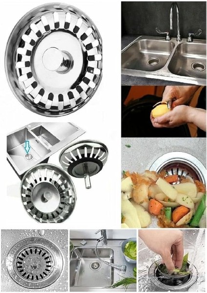 Paslanmaz Çelik Sifon Süzgeci 8 cm Lavabo Evye Süzgeci Lavabo Gider Süzgeci