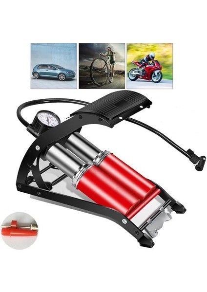 Çift Silindir Ayak Lastik Pompası - Araba Bisiklet Motosiklet Top Şişme Yatak