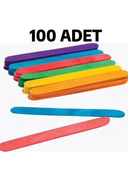 100 Adet Renkli Ahşap Büyük Geniş Dil Çubuğu Abeslang Dondurma Dil Basma Çubuğu Renkli fiyatları