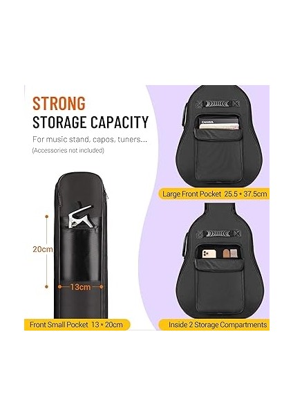 Gitar Çantası Gig Bag Oxford Gitar Çantası Gitar Çantası Taşıma Çantası Konser Gitar Çantaları Su Geçirmez 40 41 42 Inç Gitar Kılıfı CY0149, Siyah, Gitar Çantası fırsatları
