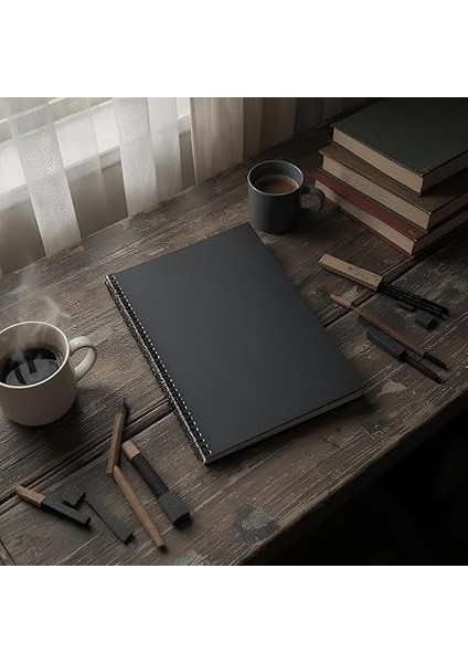 Tanıtım Çizgili Spiralli Not Defteri, A4 Boyut (21X29,7 Cm), 60 Yaprak, 90GR. Ivory Kağıt, Ofis Için Ideal (Siyah Kapak) fırsatları