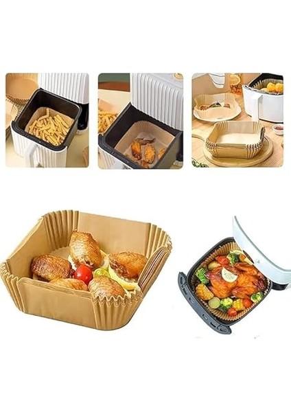 50'li Airfryer Pişirme Kağıdı – Kare, Yanmaz ve Yağ Geçirmez Fritöz Için Uyumlu, Tek Kullanımlık, 16X16 Cm, Kahverengi fırsatları
