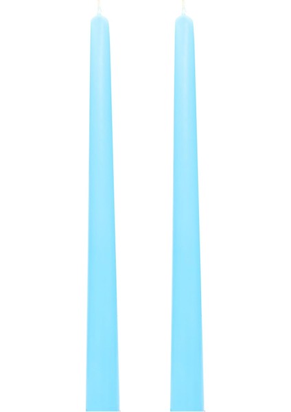 2'li Mavi Konik Şamdan Mum Seti