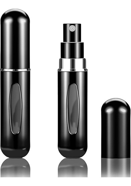 Parfüm Şişesinden Dolabilir Yedek Cep Parfüm Şişesi Aparatı, Seyahat Tipi Doldurulabilir Mini Sprey Şişe (Siyah)