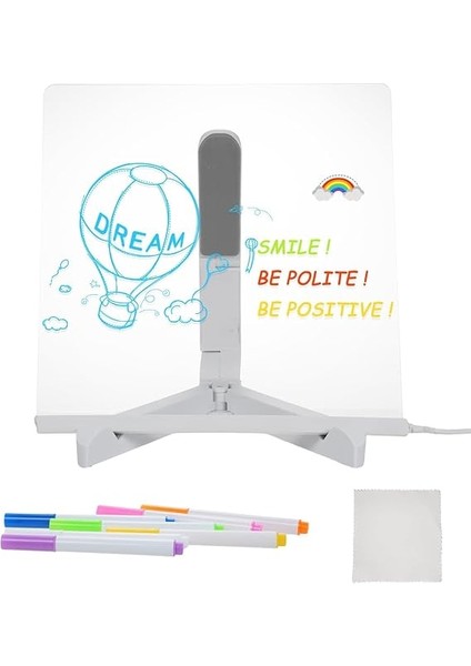 LED Işıklı Akrilik Yazı Tahtası - 20X20 cm Şeffaf Not Panosu, USB Bağlantılı, 7 Renkli Kalem ve Stand Dahil, Masaüstü Aydınlatmalı Anı Tahtası fiyatları