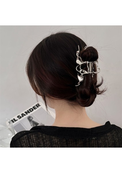 Basit Yay Metal Kapma Klipsi Kadın Gelişmiş Büyük Mizaç Duygusu Köpekbalığı Klipsi Soğuk Başın Arkası (Yurt Dışından)