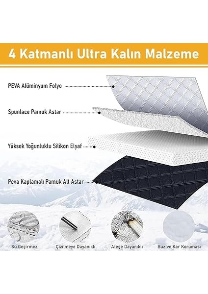 Araba Ön Cam Koruma Örtüsü, Termal Araç Güneşlik, Oto Buzlanma Önleyici, Cam Kar Örtüsü, Ağır Hizmet Oto Kar Örtüsü | Otomobil, Suv, Pickup Ön Cam Koruması | Araba Brandası - 155-125 cm -Gri modelleri