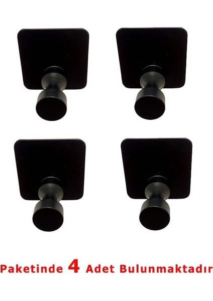 Yapışkanlı Havlu Bornoz Banyo Askılık Ince Belli Tekli Mat Siyah 4 Lü Paket fiyatları